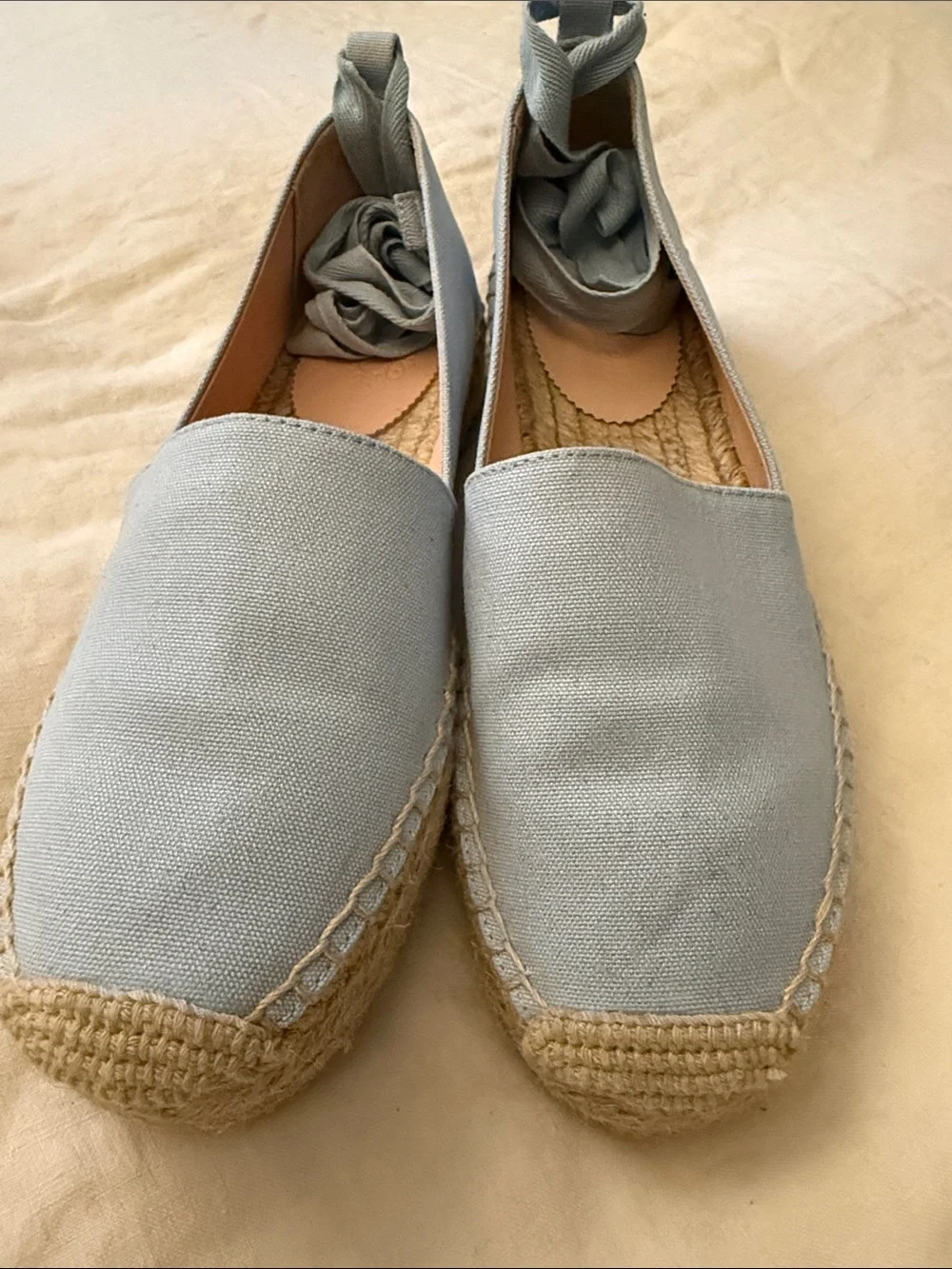 J. Crew Pale Blue Canvas Espadrilles with Jute Sole size 8